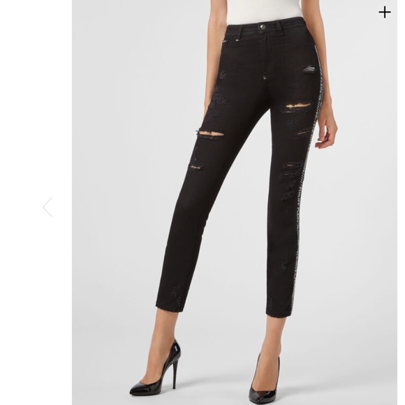 PHILIPP PLEIN MISS HIGH WAIST JEGGING LOGO STRIPES - Picture 5 of 16